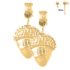 Sterling Silver 20mm Acorn Earrings (White or Yellow Gold Plated)