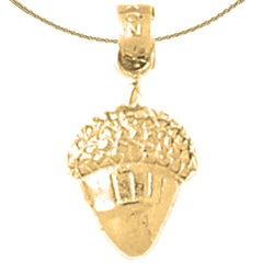 Sterling Silver Acorn Pendant (Rhodium or Yellow Gold-plated)