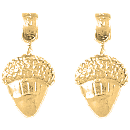 Yellow Gold-plated Silver 20mm Acorn Earrings