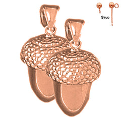 14K or 18K Gold 22mm 3D Acorn Earrings