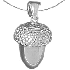 Sterling Silver 3D Acorn Pendant (Rhodium or Yellow Gold-plated)
