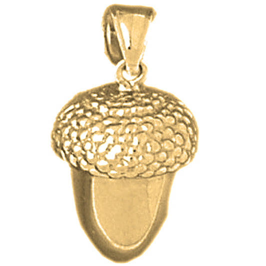 Yellow Gold-plated Silver 3D Acorn Pendant