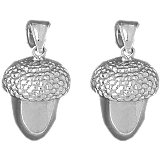 Sterling Silver 22mm 3D Acorn Earrings