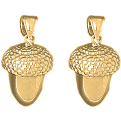 14K or 18K Gold 22mm 3D Acorn Earrings