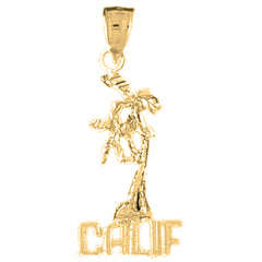 Yellow Gold-plated Silver Calif Palm Tree Pendant