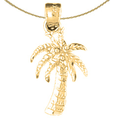 Sterling Silver Palm Tree Pendant (Rhodium or Yellow Gold-plated)