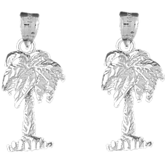 Sterling Silver 27mm Palm Tree Earrings