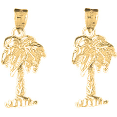 Yellow Gold-plated Silver 27mm Palm Tree Earrings