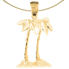 Sterling Silver Palm Trees Pendant (Rhodium or Yellow Gold-plated)
