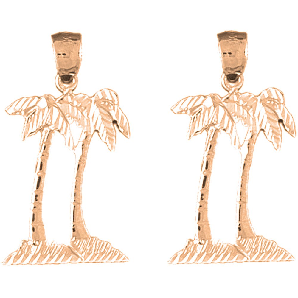 14K or 18K Gold 29mm Palm Trees Earrings