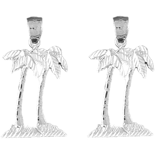 Sterling Silver 29mm Palm Trees Earrings
