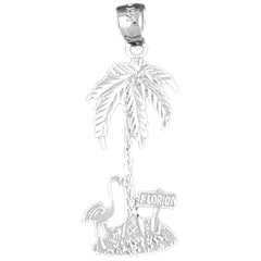 Sterling Silver Palm Tree With Flamingo Pendant