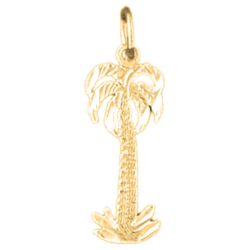 Yellow Gold-plated Silver Palm Tree Pendant