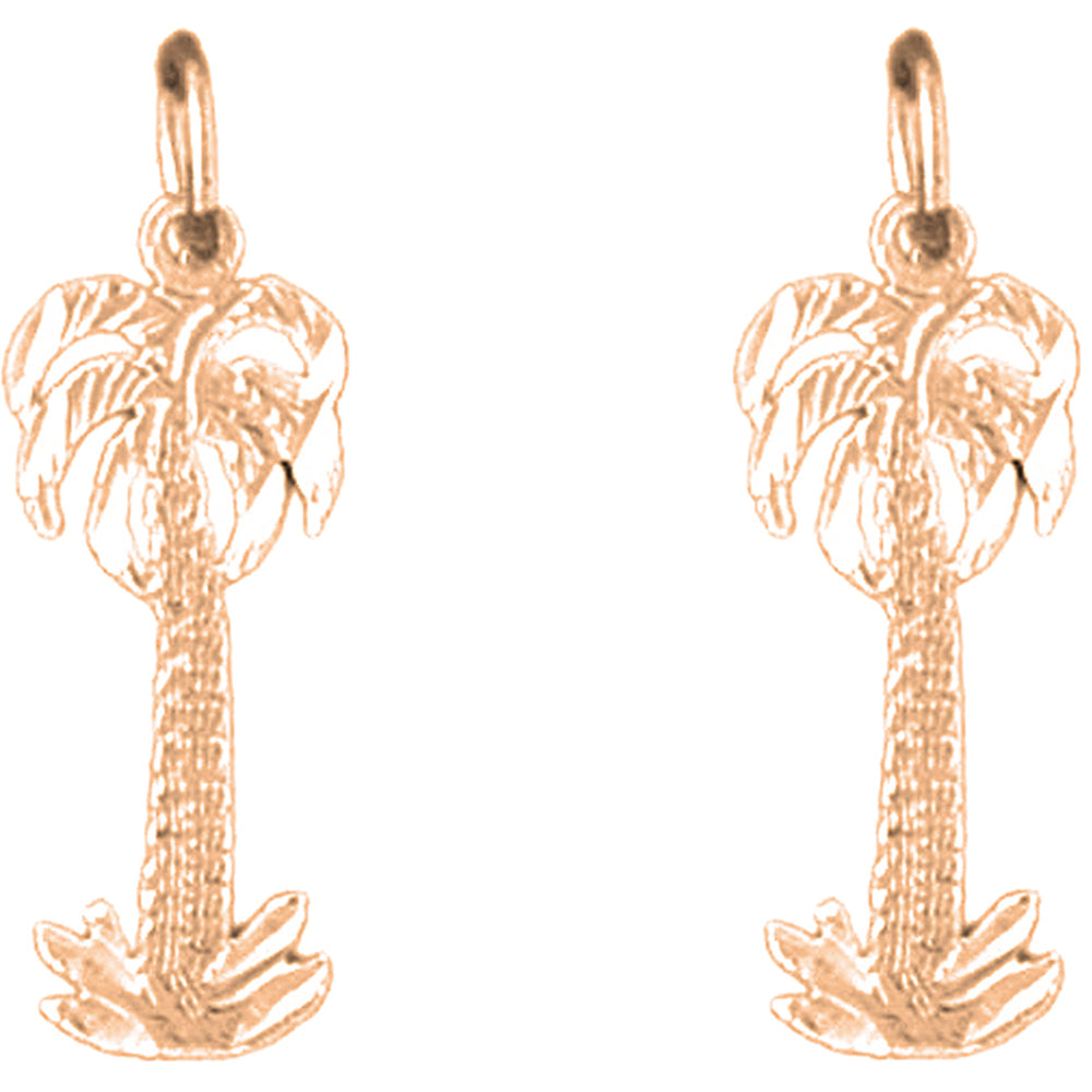 14K or 18K Gold 23mm Palm Tree Earrings
