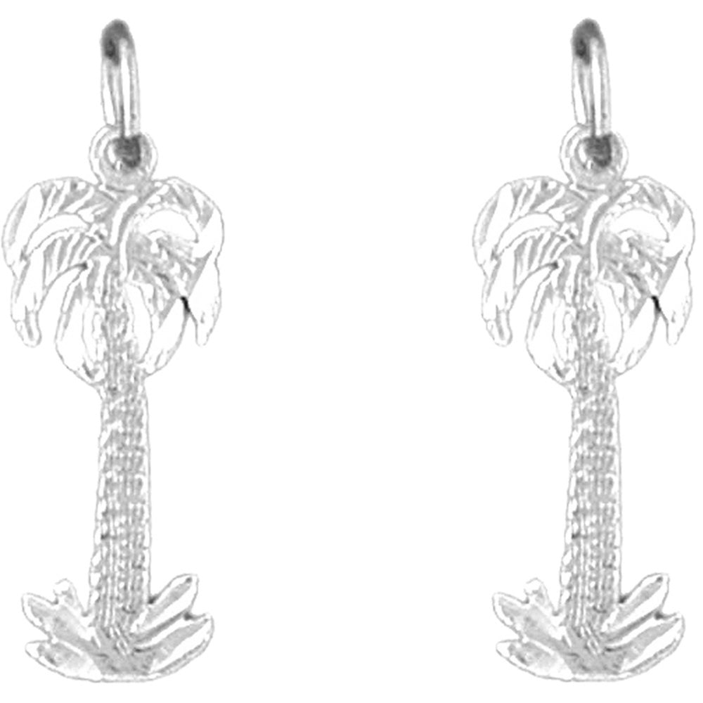 Sterling Silver 23mm Palm Tree Earrings