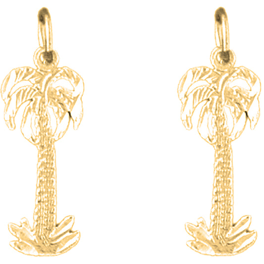 Yellow Gold-plated Silver 23mm Palm Tree Earrings