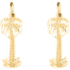 14K or 18K Gold 23mm Palm Tree Earrings