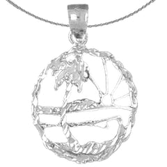 Sterling Silver Palm Tree Pendant (Rhodium or Yellow Gold-plated)