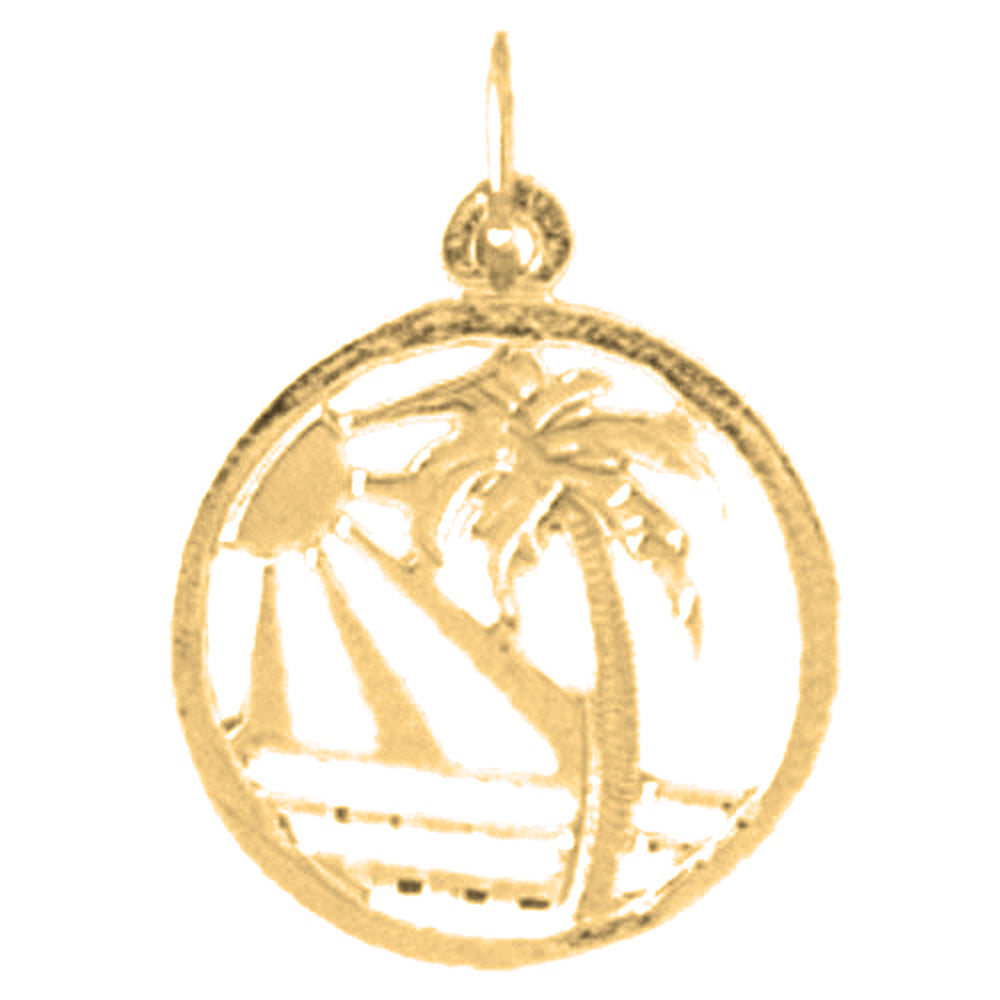 Yellow Gold-plated Silver Palm Tree Pendant