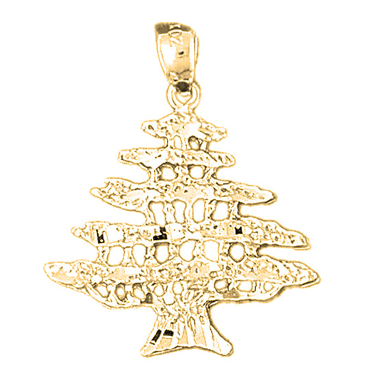 Yellow Gold-plated Silver Cedar Tree Pendant