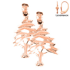 14K or 18K Gold 26mm Cedar Tree Earrings