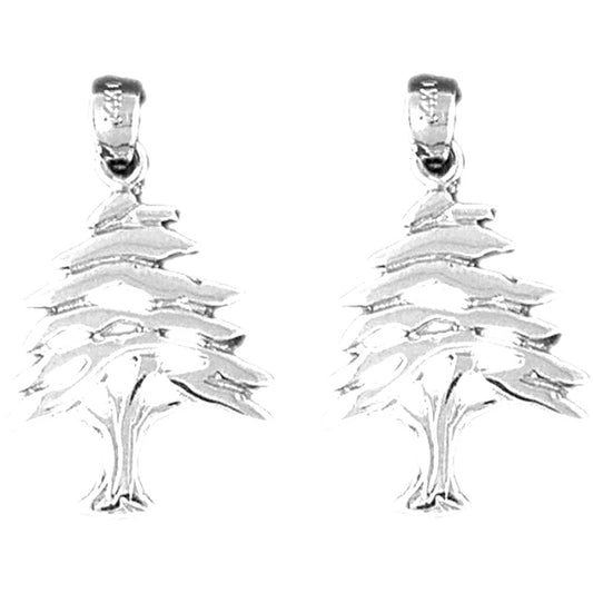 Sterling Silver 26mm Cedar Tree Earrings