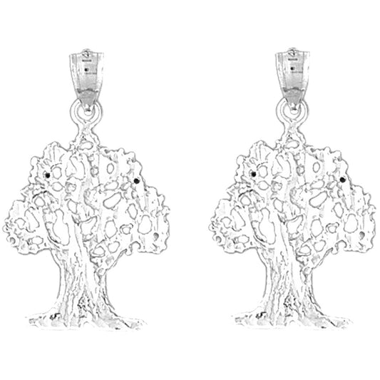 Sterling Silver 29mm Cedar Tree Earrings