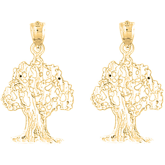Yellow Gold-plated Silver 29mm Cedar Tree Earrings