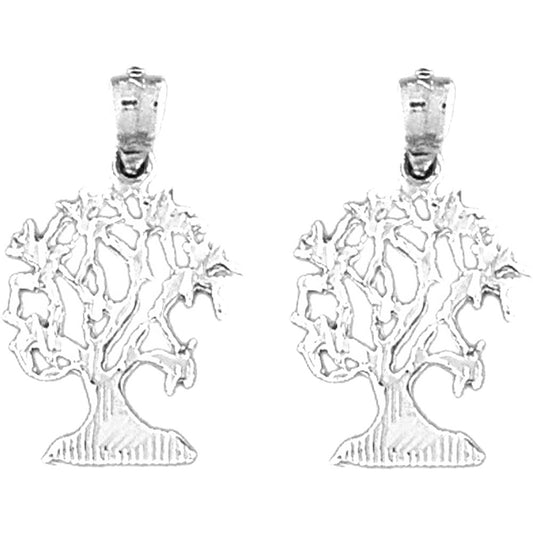 Sterling Silver 24mm Cedar Tree Earrings