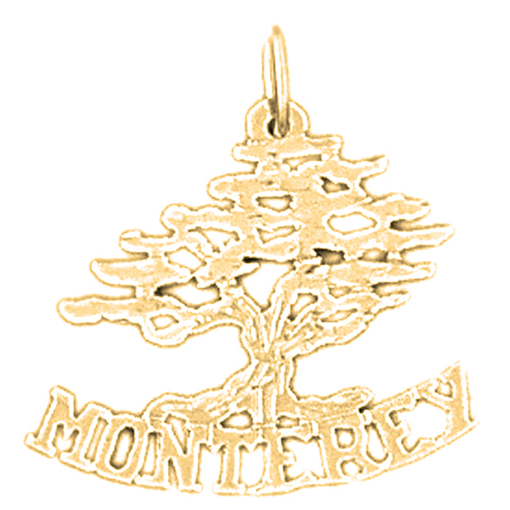 Yellow Gold-plated Silver Monterey Cedar Tree Pendant