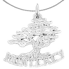 Sterling Silver Monterey Cedar Tree Pendant (Rhodium or Yellow Gold-plated)