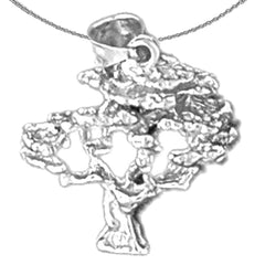 Sterling Silver 3D Cedar Tree Pendant (Rhodium or Yellow Gold-plated)
