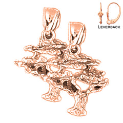 14K or 18K Gold 18mm 3D Cedar Tree Earrings