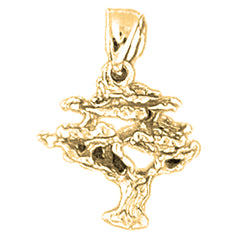 Yellow Gold-plated Silver 3D Cedar Tree Pendant