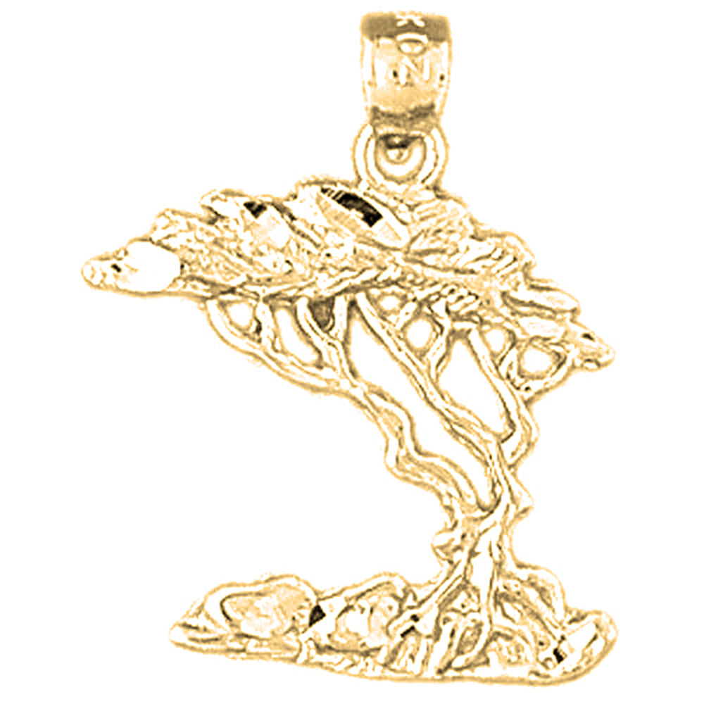 Yellow Gold-plated Silver Cedar Tree Pendant