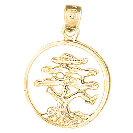 Yellow Gold-plated Silver Cedar Tree Pendant