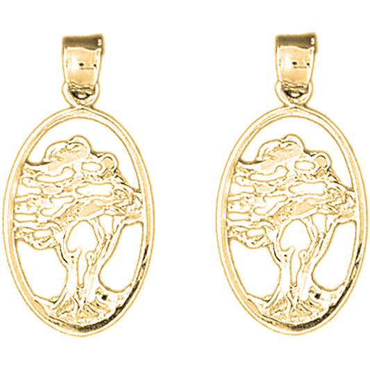 14K or 18K Gold 25mm Cedar Tree Earrings