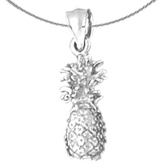 Sterling Silver 3D Pineapple Pendant (Rhodium or Yellow Gold-plated)