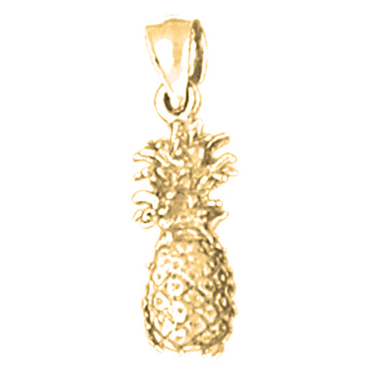 Yellow Gold-plated Silver 3D Pineapple Pendant