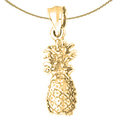 Sterling Silver 3D Pineapple Pendant (Rhodium or Yellow Gold-plated)