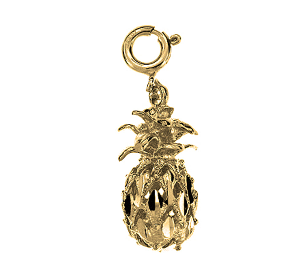 Yellow Gold-plated Silver 3D Pineapple Pendant