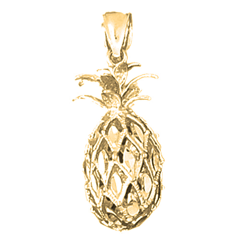 Yellow Gold-plated Silver 3D Pineapple Pendant