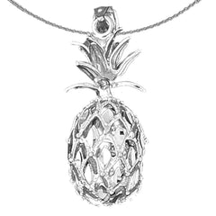 3D-Ananas-Anhänger aus Sterlingsilber (rhodiniert oder gelbgoldbeschichtet)