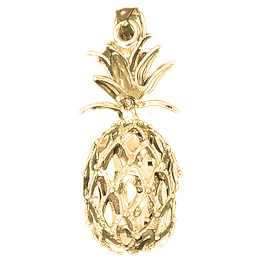 Yellow Gold-plated Silver 3D Pineapple Pendant