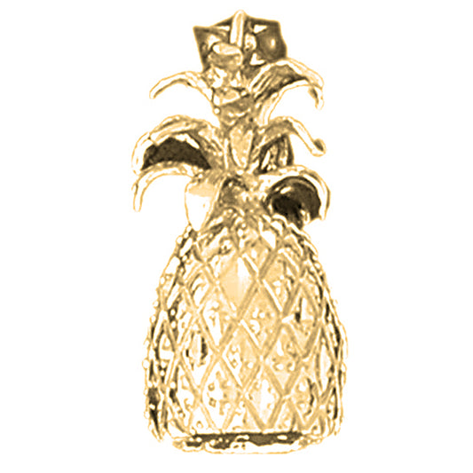 Yellow Gold-plated Silver 3D Pineapple Pendant