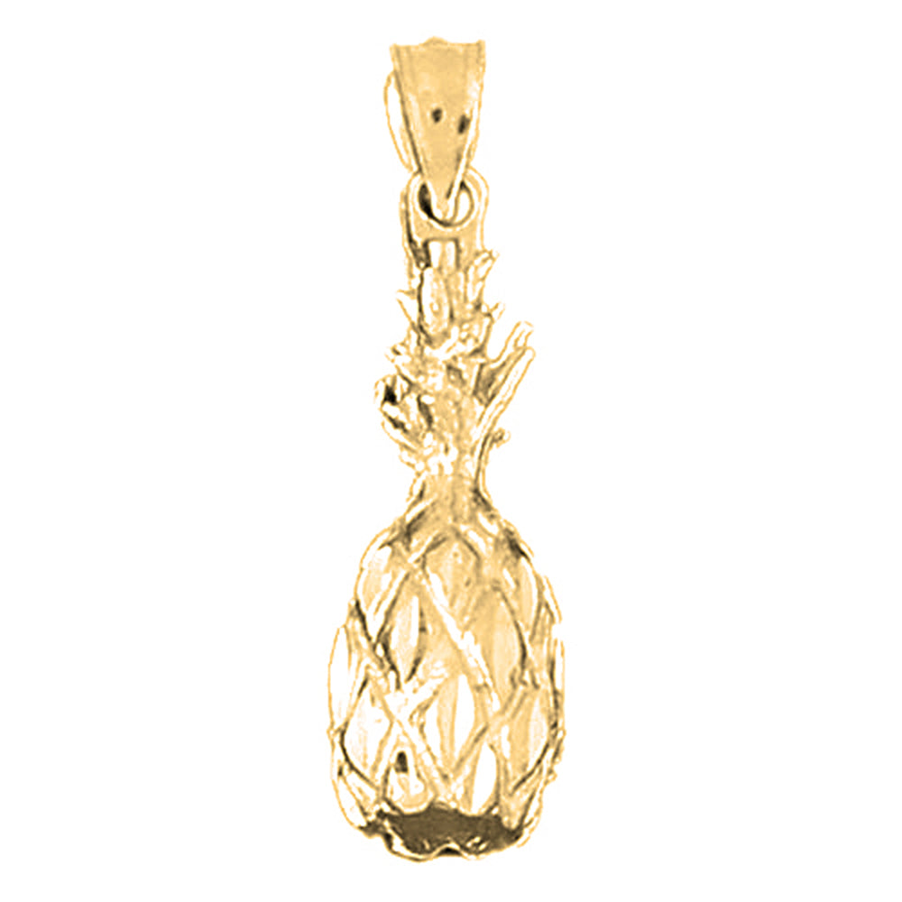 Yellow Gold-plated Silver 3D Pineapple Pendant