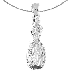 Sterling Silver 3D Pineapple Pendant (Rhodium or Yellow Gold-plated)