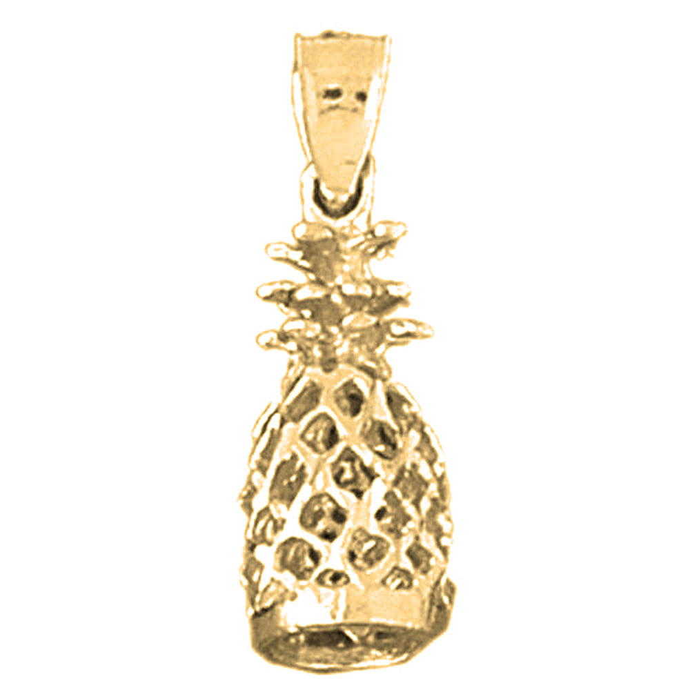 Yellow Gold-plated Silver 3D Pineapple Pendant