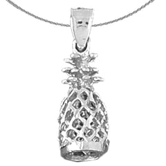 3D-Ananas-Anhänger aus Sterlingsilber (rhodiniert oder gelbgoldbeschichtet)