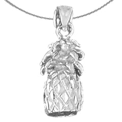 Sterling Silver 3D Pineapple Pendant (Rhodium or Yellow Gold-plated)